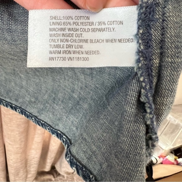 Mossimo Chambray Denim Spaghetti Strap Fit & Flare Circle Print Dress Medium - Picture 9 of 14